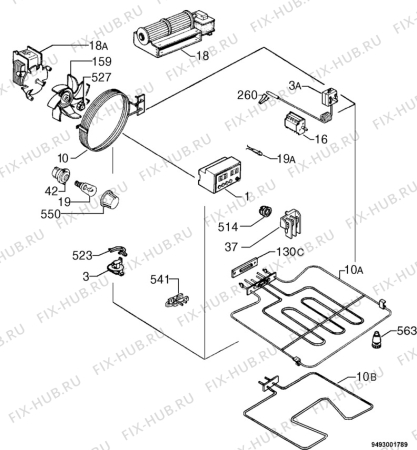 Взрыв-схема плиты (духовки) Zanussi ZBM764X - Схема узла Electrical equipment 268